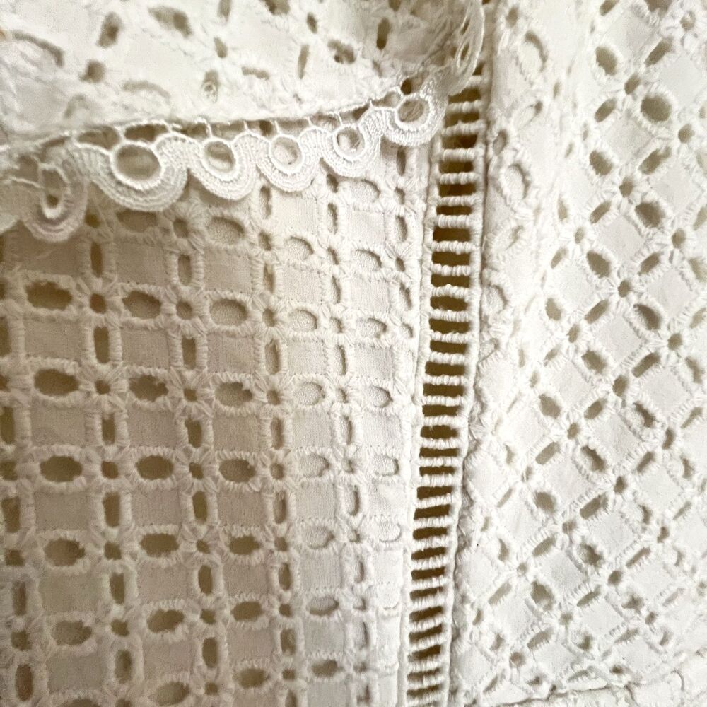 Adelyn Rae Dress S White Eyelet Ruffle Cotton Party - Picture 4 of 11